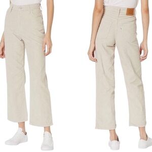 Levi’s Cream Corduroy Ribcage Straight Ankle Jeans